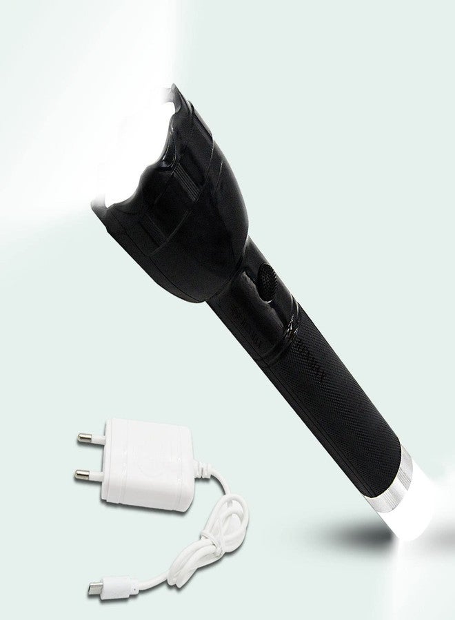 RENMAX Plastic LED Torch Flashlight & Tail Light Rechargeable Water Resistant Tracking Black -1Pc (Tripple Mode Pocket Friendly) 300 Lumens - Image 1